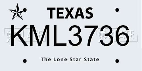 KML3736 Texas License Plate