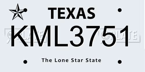 KML3751 Texas License Plate