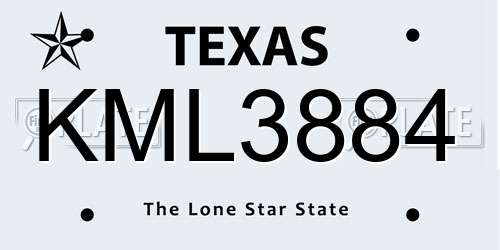 KML3884 Texas License Plate
