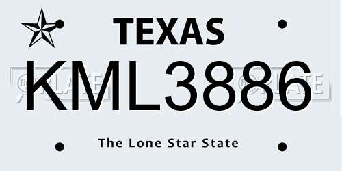 KML3886 Texas License Plate