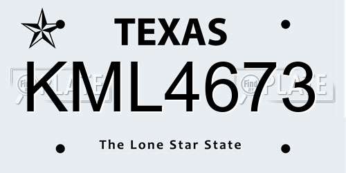 KML4673 Texas License Plate