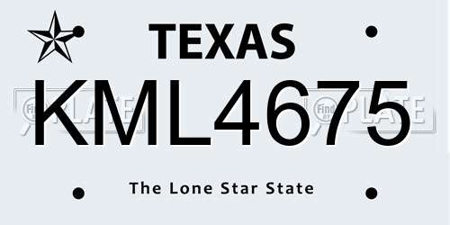 KML4675 Texas License Plate