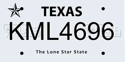 KML4696 Texas License Plate