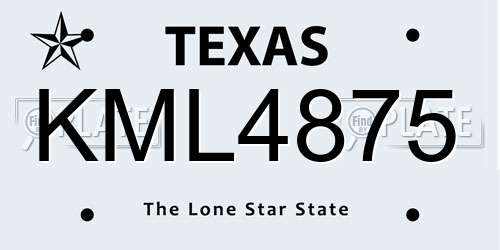 KML4875 Texas License Plate