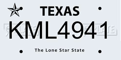 KML4941 Texas License Plate