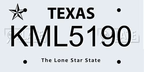 KML5190 Texas License Plate