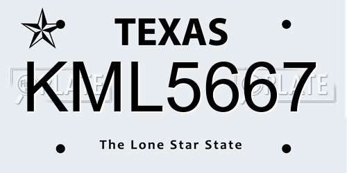 KML5667 Texas License Plate