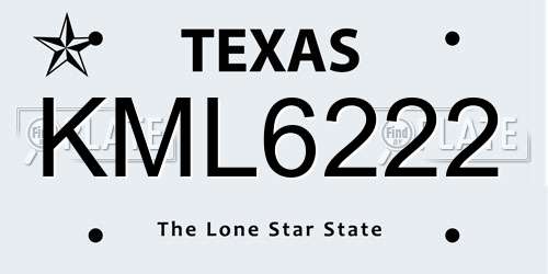 KML6222 Texas License Plate