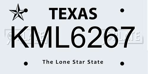 KML6267 Texas License Plate