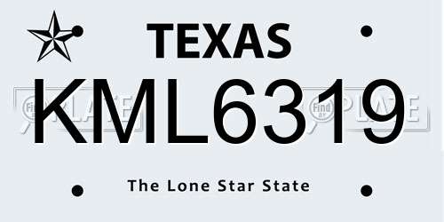 KML6319 Texas License Plate