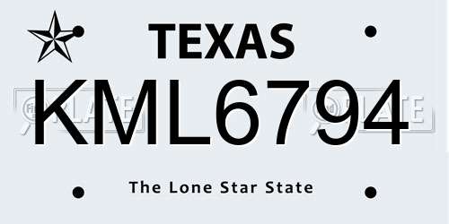 KML6794 Texas License Plate