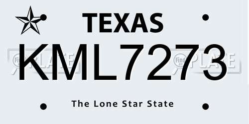 KML7273 Texas License Plate