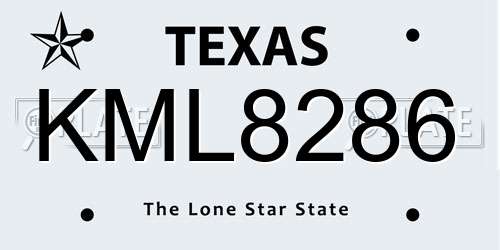 KML8286 Texas License Plate