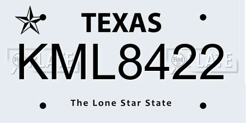 KML8422 Texas License Plate