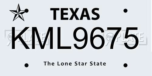 KML9675 Texas License Plate