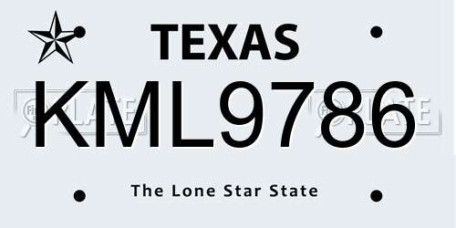 KML9786 Texas License Plate