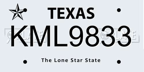 KML9833 Texas License Plate