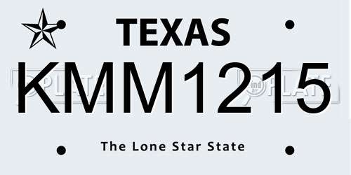 KMM1215 Texas License Plate