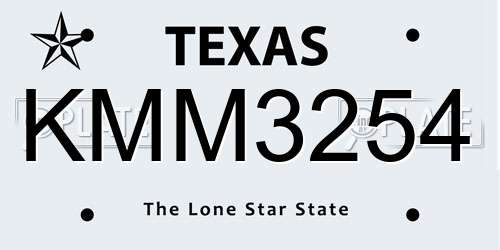 KMM3254 Texas License Plate