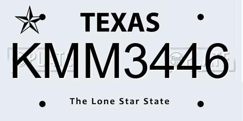 KMM3446 Texas License Plate