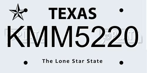KMM5220 Texas License Plate