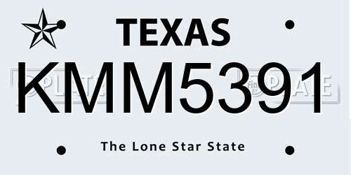 KMM5391 Texas License Plate