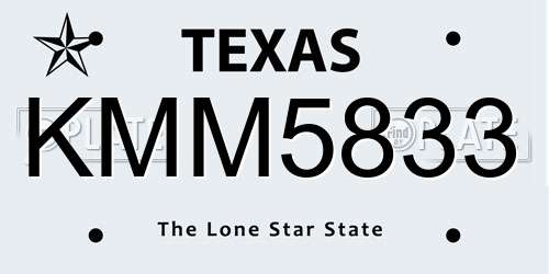 KMM5833 Texas License Plate