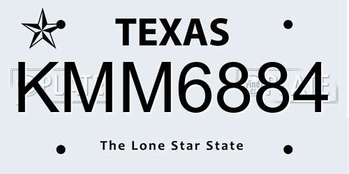 KMM6884 Texas License Plate