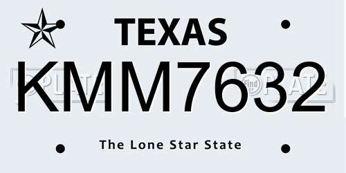 KMM7632 Texas License Plate