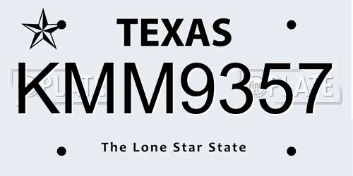 KMM9357 Texas License Plate