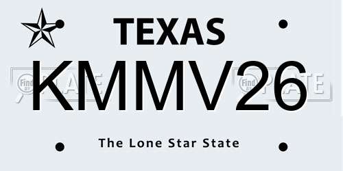 KMMV26 Texas License Plate