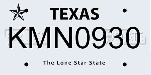 KMN0930 Texas License Plate