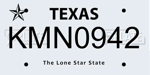 KMN0942 Texas License Plate