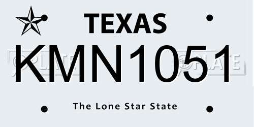 KMN1051 Texas License Plate