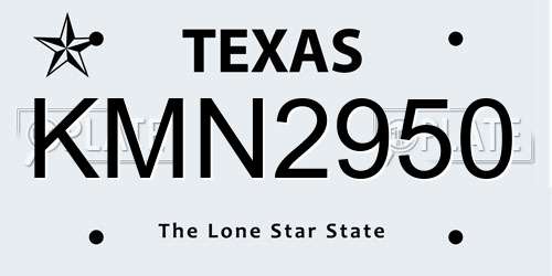 KMN2950 Texas License Plate