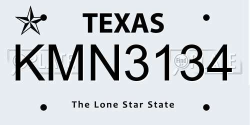 KMN3134 Texas License Plate