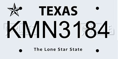 KMN3184 Texas License Plate