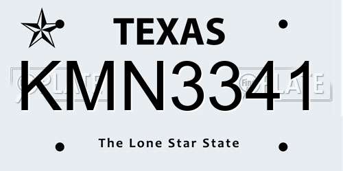 KMN3341 Texas License Plate