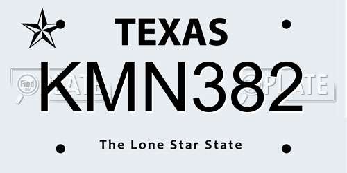KMN382 Texas License Plate