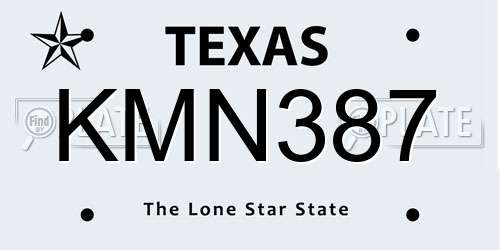 KMN387 Texas License Plate