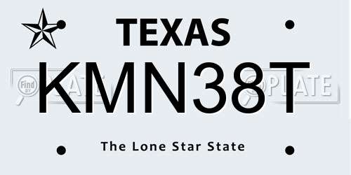 KMN38T Texas License Plate