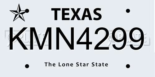 KMN4299 Texas License Plate
