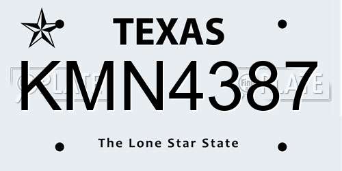 KMN4387 Texas License Plate