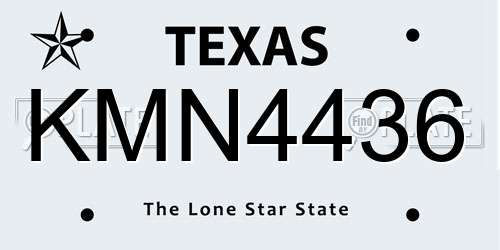 KMN4436 Texas License Plate