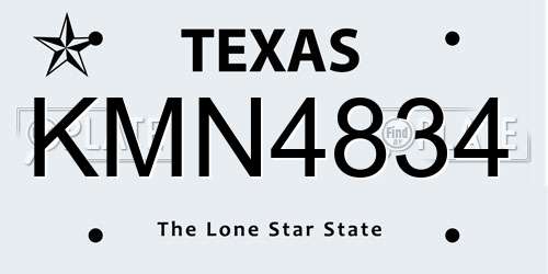 KMN4834 Texas License Plate
