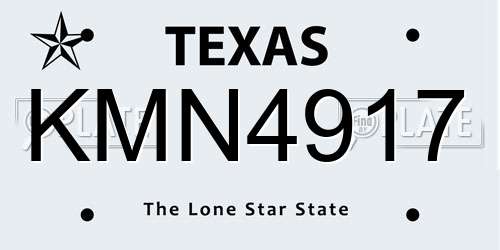 KMN4917 Texas License Plate