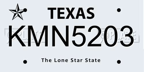 KMN5203 Texas License Plate