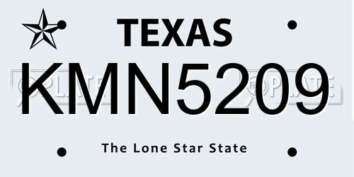 KMN5209 Texas License Plate