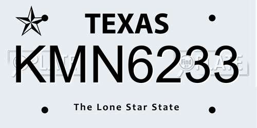 KMN6233 Texas License Plate