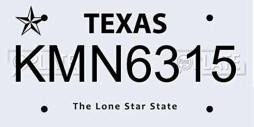 KMN6315 Texas License Plate